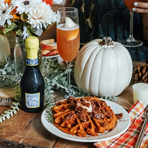 Apple Cider Mimosa Pumpkin Spice Waffles