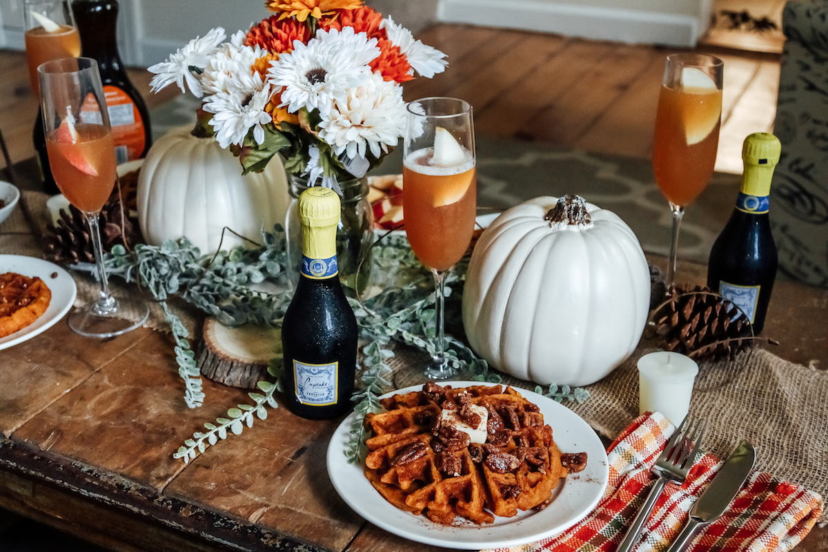 Apple Cider Mimosa Pumpkin Spice Waffles