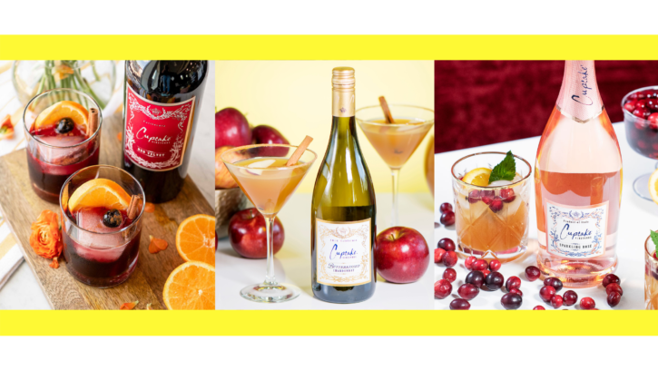 Three different Cupcake Vineyards Holiday Cocktails featured in the booklet