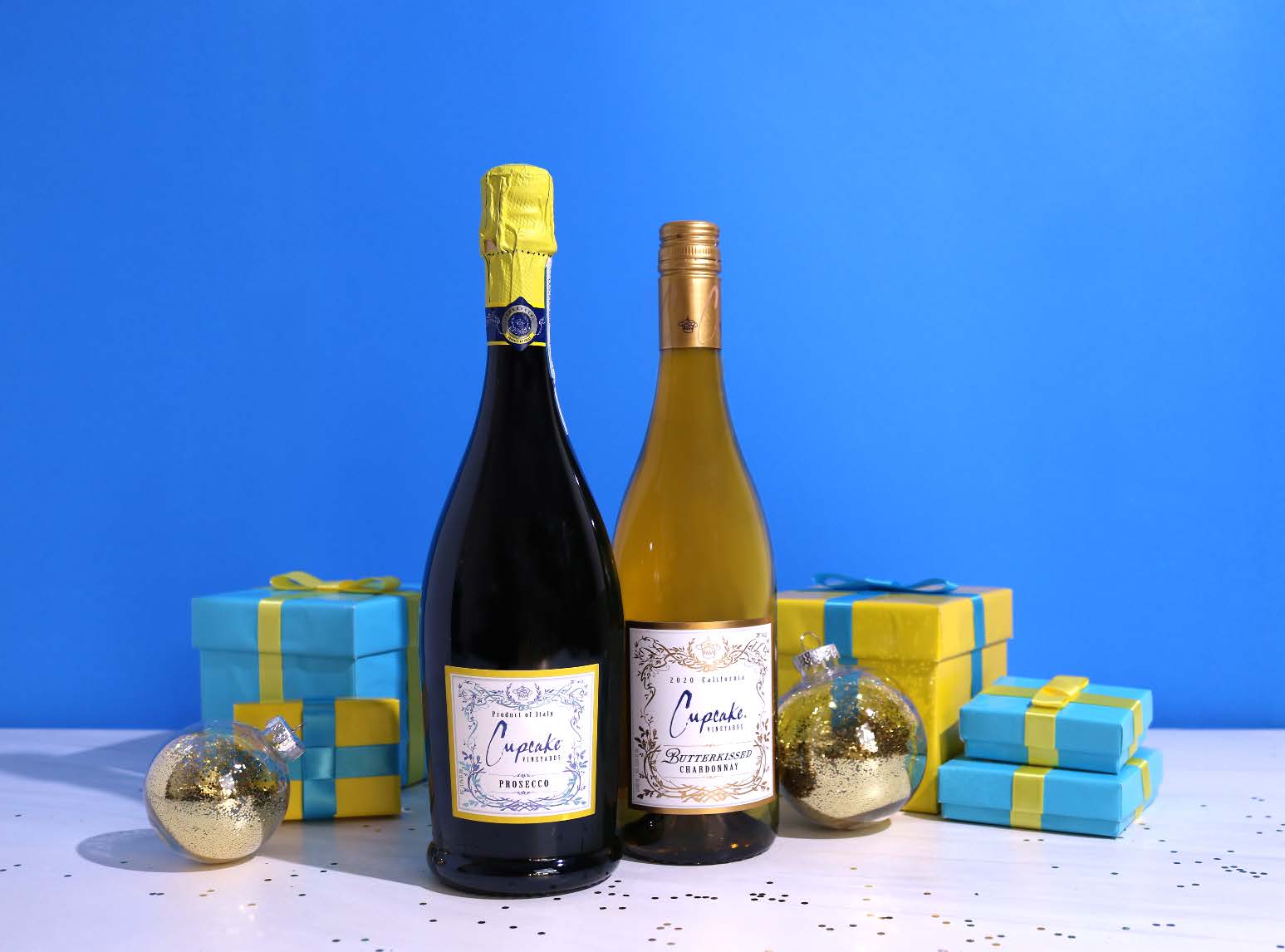 2 Cupcake Vineyards bottles and gifts for the Joy of Giving