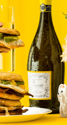 Prosecco with Stacked Egg Sandwich