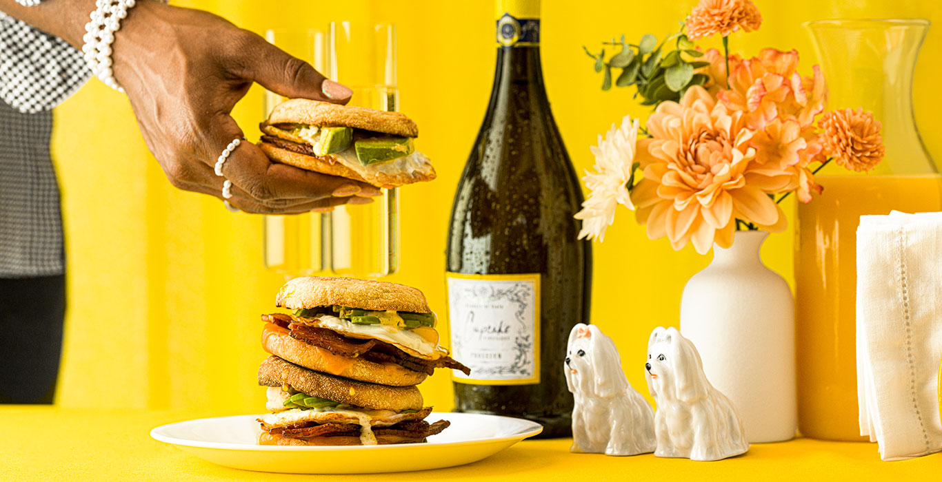Prosecco with Stacked Egg Sandwich