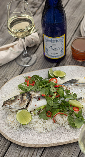 Roasted White Fish with Fresh Herbs & Nuoc Cham Sauce